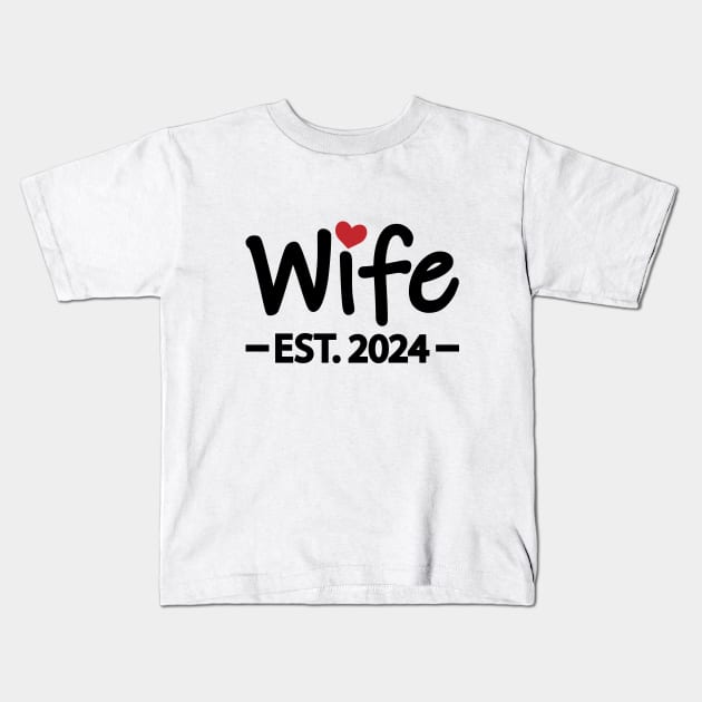 Wife EST. 2024 typographic logo design Kids T-Shirt by CRE4T1V1TY